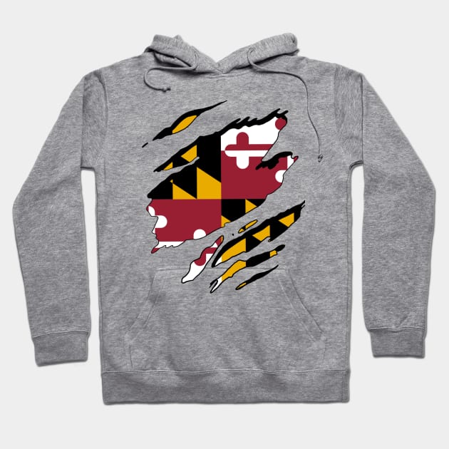 Maryland Flag Rip Away Hoodie by rk33l4n